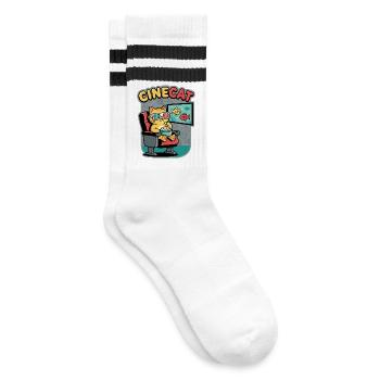 CineKat Cinema Cat Popcorn - Striped tennis socks - white/black - Right