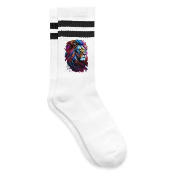 Lion - Striped tennis socks - white/black - Right