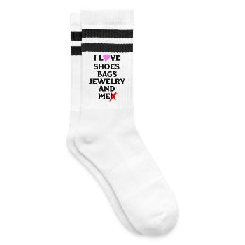 i love shoes bags jewelry and men - Gestreifte Tennissocken - Weiß/Schwarz - Rechts