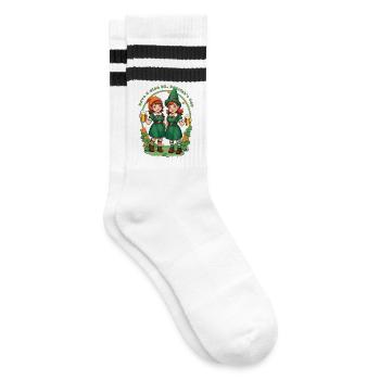 Have a happy St. Patrick's Day - Striped tennis socks - white/black - Right