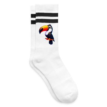 Tukan - Gestreifte Tennissocken - Weiß/Schwarz - Rechts
