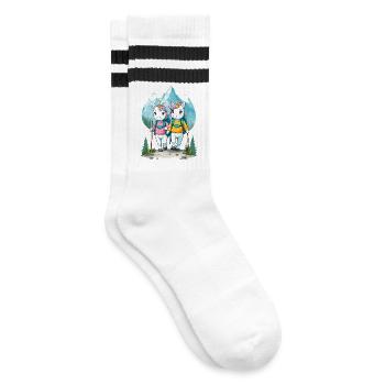 Wanderer Unicorns - Striped tennis socks - white/black - Right