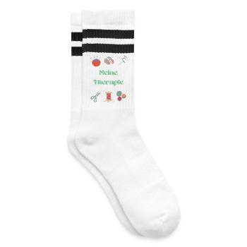 Ma thérapie : crochet et couture - Chaussettes de tennis - blanc/noir - Droite