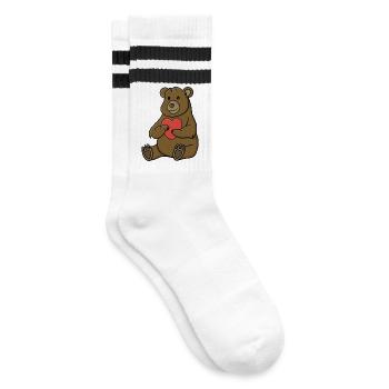 Bear in love - Striped tennis socks - white/black - Right