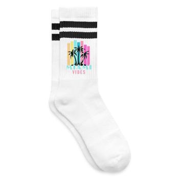 Miami Vibes - Gestreifte Tennissocken - Weiß/Schwarz - Rechts