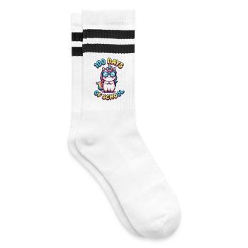100th Day Of School 100 Day Of School Kids - Gestreifte Tennissocken - Weiß/Schwarz - Rechts