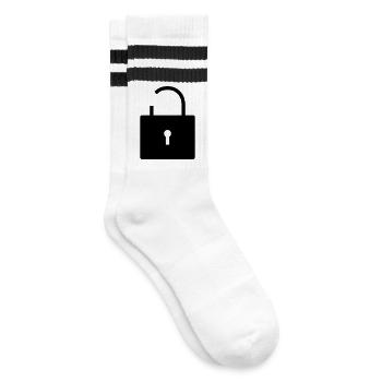 No security no security open lock lock - Striped tennis socks - white/black - Right