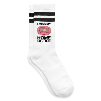 Home Office Spruch lustig - Gestreifte Tennissocken - Weiß/Schwarz - Rechts