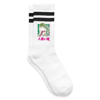 Monster Tokyo - Striped tennis socks - white/black - Right