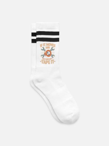Mechaniker Humor - Gestreifte Tennissocken - Weiß/Schwarz