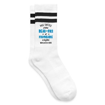 belle-fille / beau-fils / beau fils / belle fille - Chaussettes de tennis - blanc/noir - Droite