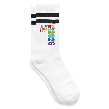 Kita Abgänger 2026 - Gestreifte Tennissocken - Weiß/Schwarz - Rechts