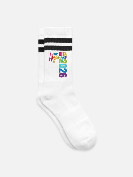 Kita Abgänger 2026 - Gestreifte Tennissocken - Weiß/Schwarz