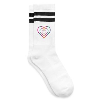 HERZ. PAAR. GERADE VERHEIRATET. Junggesellinnenabschied. VALENTINSTAG. - Gestreifte Tennissocken - Weiß/Schwarz - Rechts