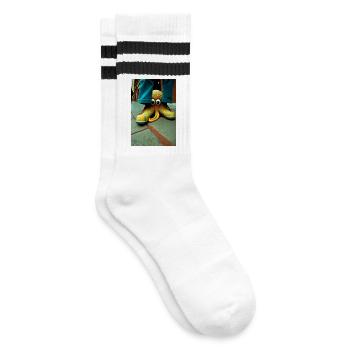 Anthropomorph 03 - Gestreifte Tennissocken - Weiß/Schwarz - Rechts