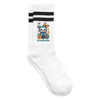 Teddy aus Wolle - Gestreifte Tennissocken - Weiß/Schwarz - Rechts