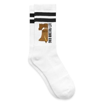 Let Freedom Ring Liberty Bell - Gestreifte Tennissocken - Weiß/Schwarz - Rechts