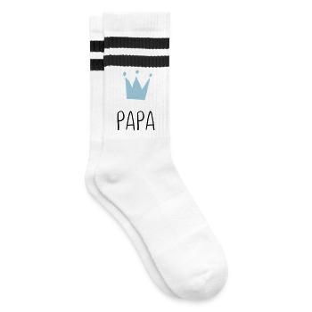 Papa Krone - Bester Papa - Gestreifte Tennissocken - Weiß/Schwarz - Rechts