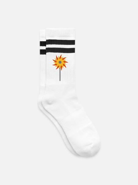 Windrad - Gestreifte Tennissocken - Weiß/Schwarz