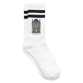 Andernach, iconic Rhine Gate, Germany - Striped tennis socks - white/black - Right