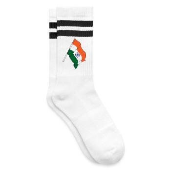 Flagge Indien - Gestreifte Tennissocken - Weiß/Schwarz - Rechts