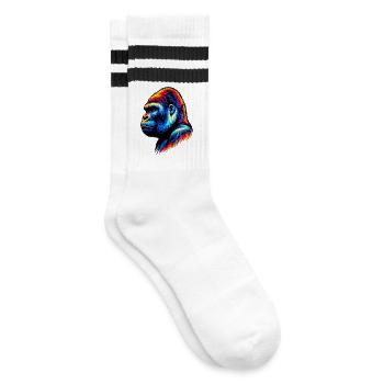 Gorilla - Gestreifte Tennissocken - Weiß/Schwarz - Rechts