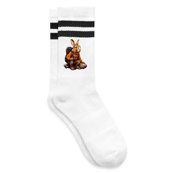 Rabbit Hiking / Mountaineer Rabbit - Striped tennis socks - white/black - Right