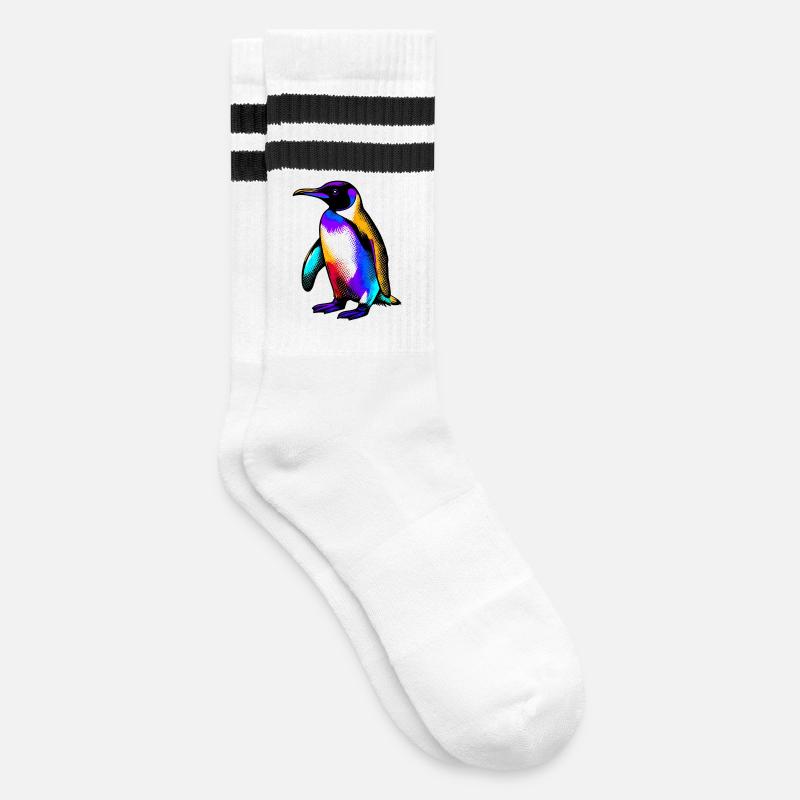 Pinguin - Gestreifte Tennissocken - Weiß/Schwarz