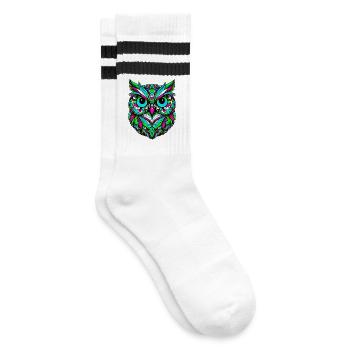 Eule - Gestreifte Tennissocken - Weiß/Schwarz - Rechts