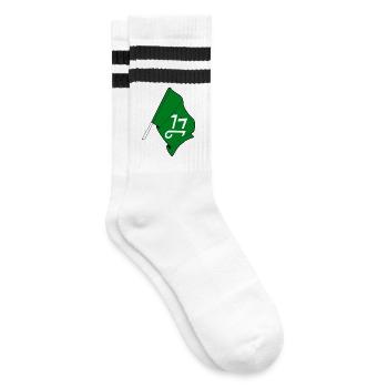 Flagge der Provinz Innlandet Norwegen Design - Gestreifte Tennissocken - Weiß/Schwarz - Rechts