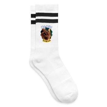 Wildkatze Freundschaft Illustration - Gestreifte Tennissocken - Weiß/Schwarz - Rechts