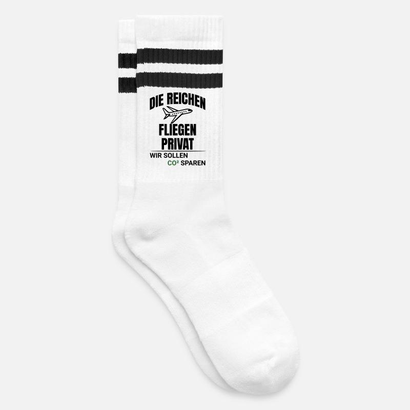 Abstract CO2 Climate Protection Design - Striped tennis socks - white/black