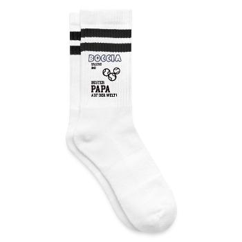 Boccia Spieler Bocciaspieler Papa Vater Mann - Gestreifte Tennissocken - Weiß/Schwarz - Rechts