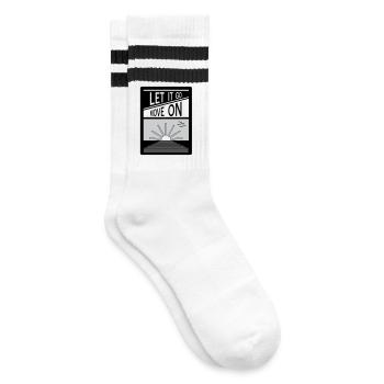 Loslassen. Mach weiter. - Gestreifte Tennissocken - Weiß/Schwarz - Rechts