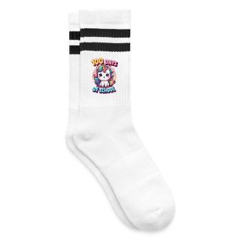 100th Day Of School 100 Day Of School Kids - Striped tennis socks - white/black - Right