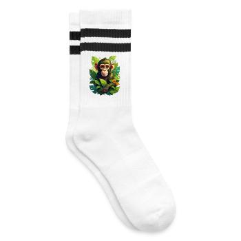 Ein Affe im Dschungel - Gestreifte Tennissocken - Weiß/Schwarz - Rechts