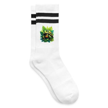 Turtle - Striped tennis socks - white/black - Right