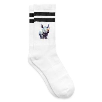 Nashorn - Gestreifte Tennissocken - Weiß/Schwarz - Rechts