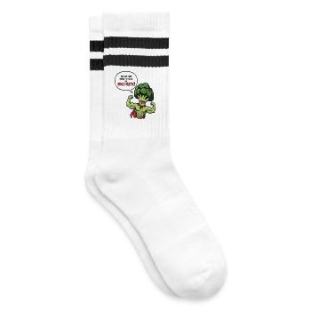 Broc-Tastic Veggie Hero - Striped tennis socks - white/black - Right