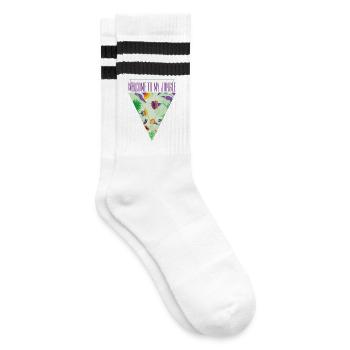 Willkommen im Dschungel - Gestreifte Tennissocken - Weiß/Schwarz - Rechts