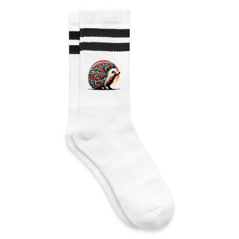 Hedgehog - Striped tennis socks - white/black - Right