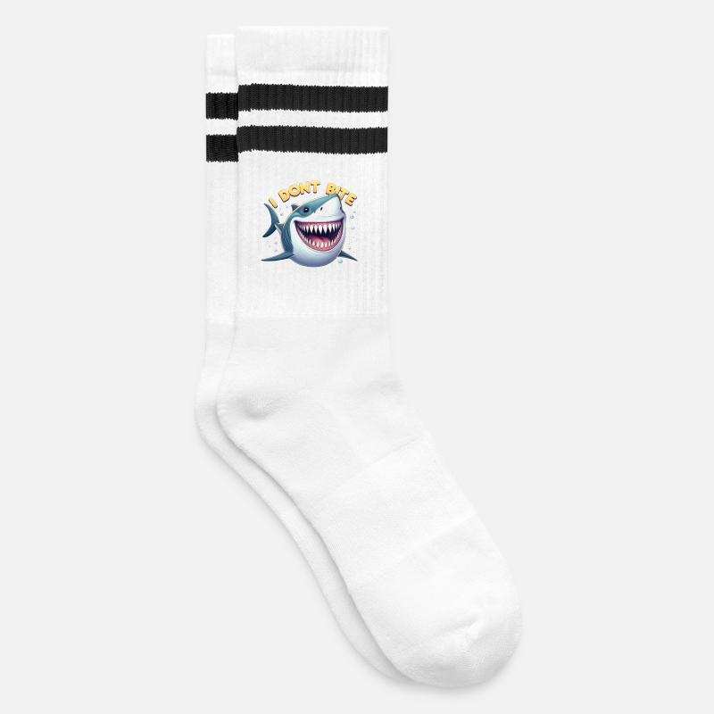 I don't bite... real! - Striped tennis socks - white/black