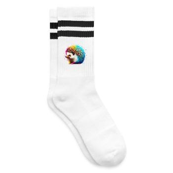 Hedgehog - Striped tennis socks - white/black - Right