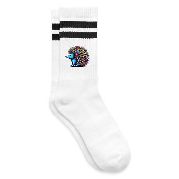 Hedgehog - Striped tennis socks - white/black - Right
