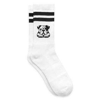 Tête de bouledogue anglais avec pattes - Chaussettes de tennis - blanc/noir - Droite