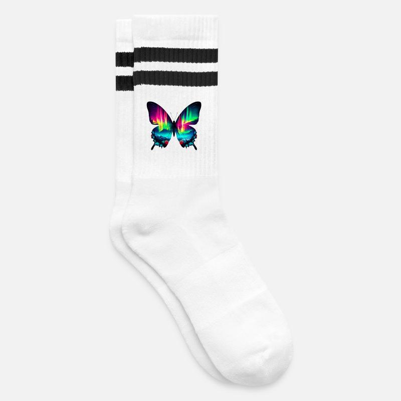 Butterfly - Striped tennis socks - white/black