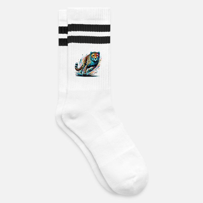 Gepard - Gestreifte Tennissocken - Weiß/Schwarz