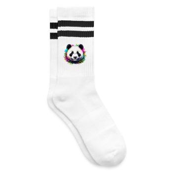 Panda - Gestreifte Tennissocken - Weiß/Schwarz - Rechts