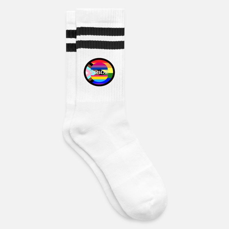 PRIDE - Striped tennis socks - white/black