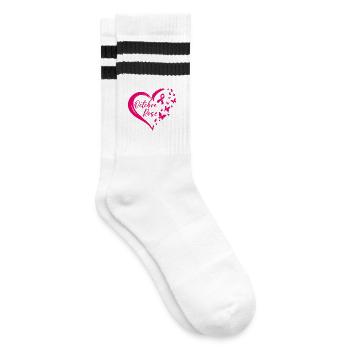 Octobre Rose Ruban Sensibilisation - Chaussettes de tennis - blanc/noir - Droite